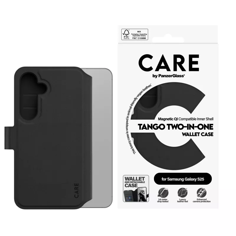 Cover PanzerGlass CARE by Feature Case Tango Two-in-One Wallet compatibile Qi Samsung Galaxy S25