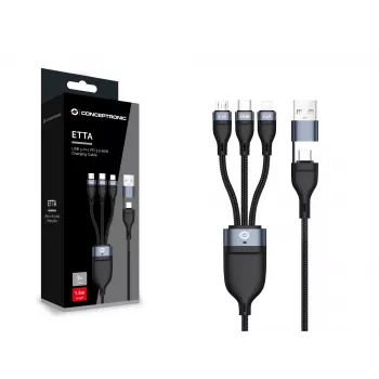 Cavo di ricarica Conceptronic ETTA05B15 USB 3-in-1 PD 3.0 60W 1,5 m, 20V 3A, 480Mbps