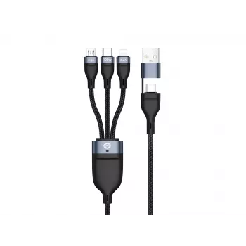 Cavo di ricarica rapida Conceptronic ETTA06B15 USB 3-in-1 PD 3.0 100W 1,5 m, 20V 5A, 480 Mbit/s, E-Mark