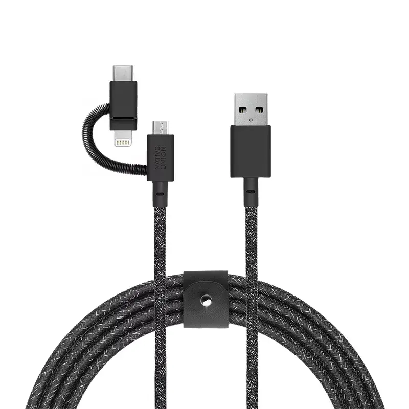 Cavo USB Native Union BELT-ULC-CS-BLK-NP 2 m USB-A a USB-C/Micro-USB-A/Lightning nero