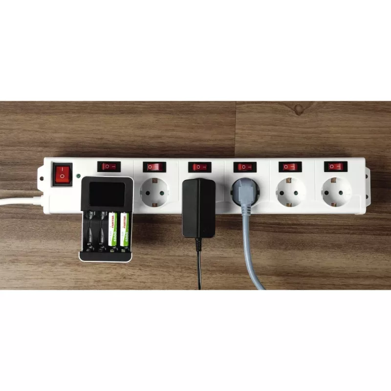 Hama 00137239 Socket Line multipresa a 6 posti, prese con interruttore singolo, bianca