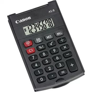 Calcolatrice Canon AS-8 formato tascabile con display grigio
