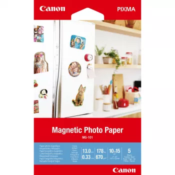 Canon MG-101 carta fotografica magnetica, 4x6 pollici, 5 fogli