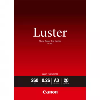 Canon LU-101 Luster carta fotografica Pro A3 – 20 fogli, satinata, 260 g/m², bianca, 260 µm, 10–35 °C, 10–35 °C