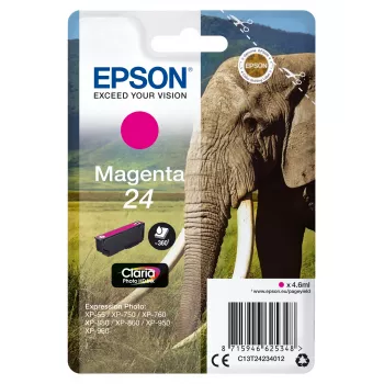 Epson Elephant confezione singola magenta 24 inchiostro Claria Photo HD, resa standard, magenta, inchiostro pigmentato, 4,6 ml, 1 pezzo, 360 pagine