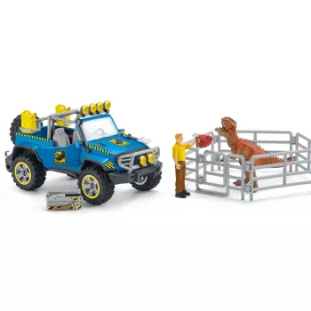 schleich Dinosaurs Fuoristrada con avamposto dei dinosauri, dinosauri e vulcano, stazione di ricerca, 4 anni, multicolore, plastica