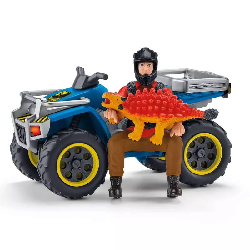 schleich Dino-Quad - Fuga dal Velociraptor, dinosauri e vulcano, stazione di ricerca, 4 anni, multicolore, plastica