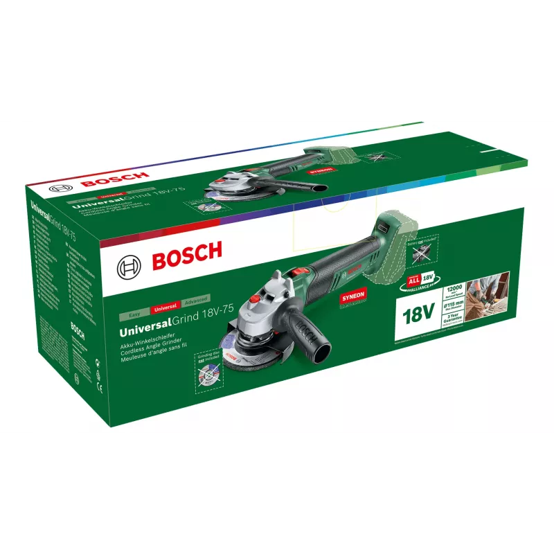 Smerigliatrice angolare Bosch Universal Grind 18V-75 11,5 cm 12000 giri/min 1,7 kg