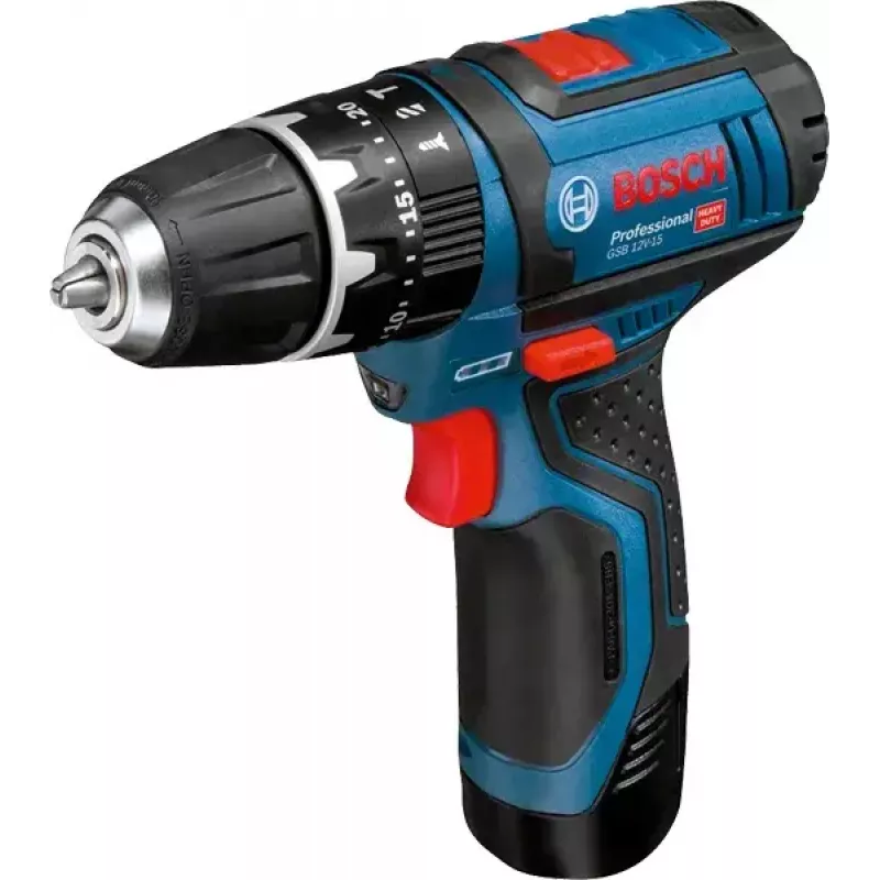 Trapano a pistola Bosch GSB 12V-15, 1300 giri/min, batteria 2 Ah