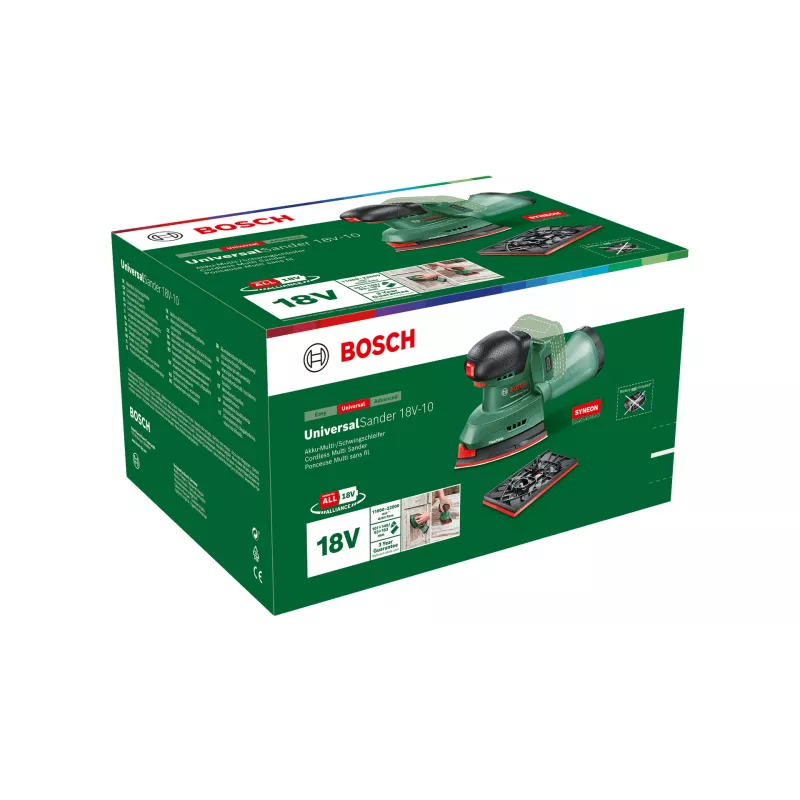 Bosch UniversalSander 18V-10 Levigatrice orbitale 22000 OPM Nero, Verde
