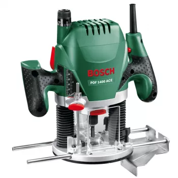 Bosch POF 1400 ACE 060326C800 fresatrice verticale, 1400 W, pinza 6/6,35/8 mm, con valigetta, verde/nero