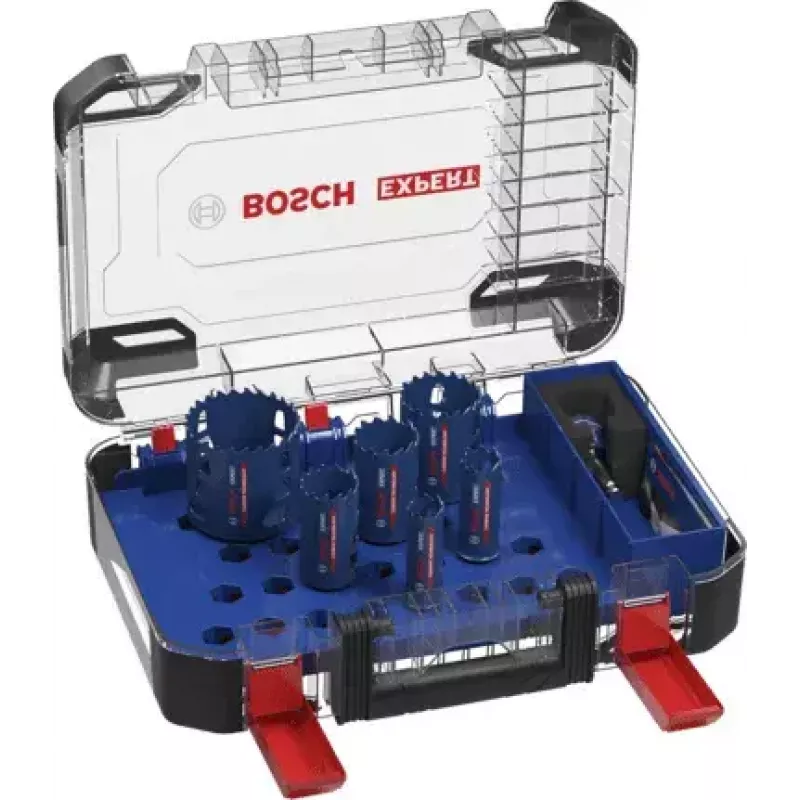 Bosch 2 608 900 446 Expert Tough Material set seghe a tazza, 9 pz., 22–68 mm, con adattatore Power Change Plus