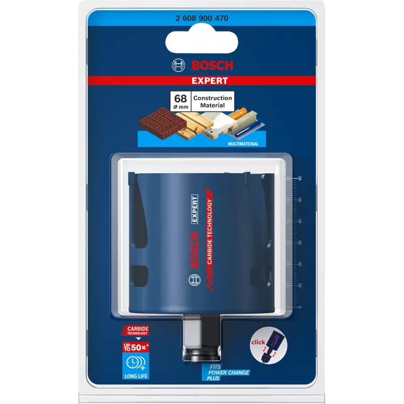 Bosch Expert 2 608 900 470 Construction Material sega a tazza, 68 mm, per mattoni, truciolare, legno tenero, plastica rinforzata con fibra di vetro, piastrelle morbide