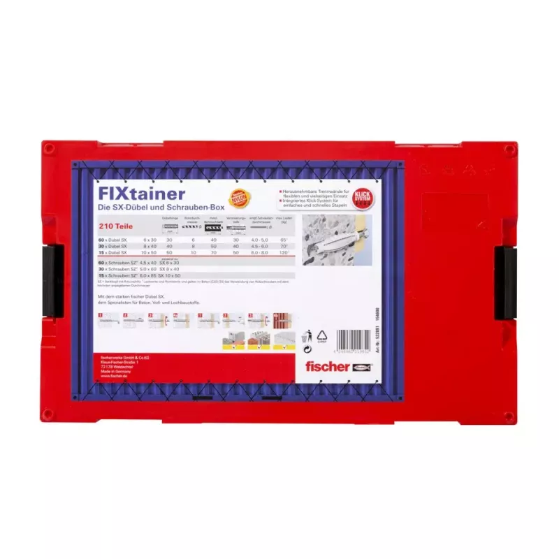 fischer FIXtainer SX scatola con tasselli e viti (210 pz.)