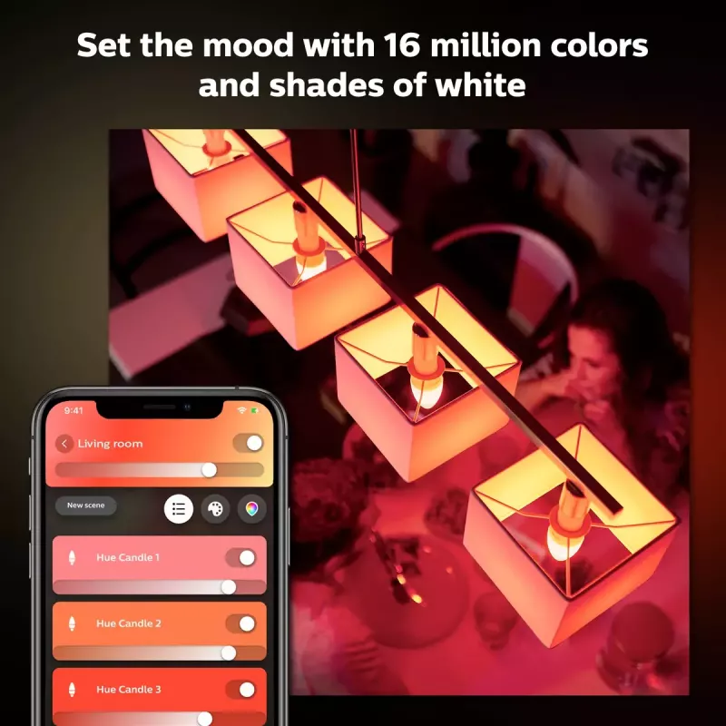 Lampadina smart Philips Hue White and colour ambience candela E14, Bluetooth/Zigbee, 5,3 W (confezione da 2)