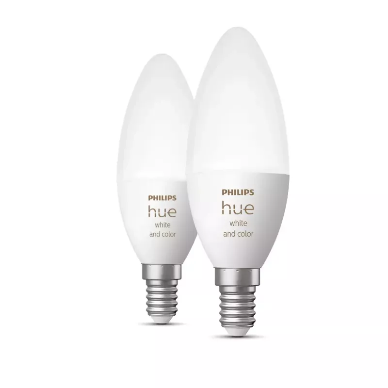 Lampadina smart Philips Hue White and colour ambience candela E14, Bluetooth/Zigbee, 5,3 W (confezione da 2)