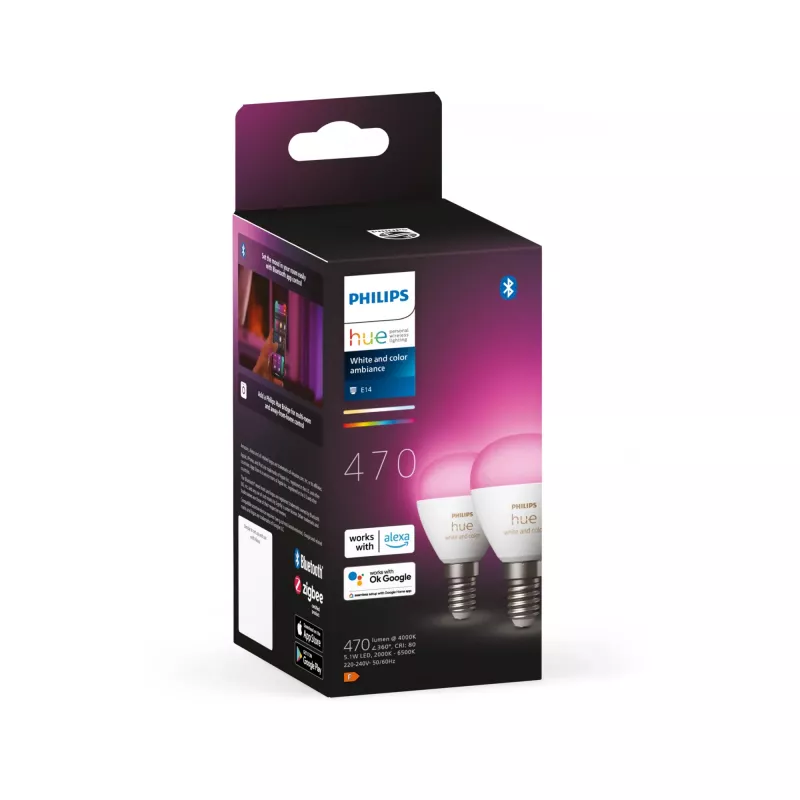 Philips Hue White and Color Ambience Lustre – lampadina smart E14 – (confezione da 2)