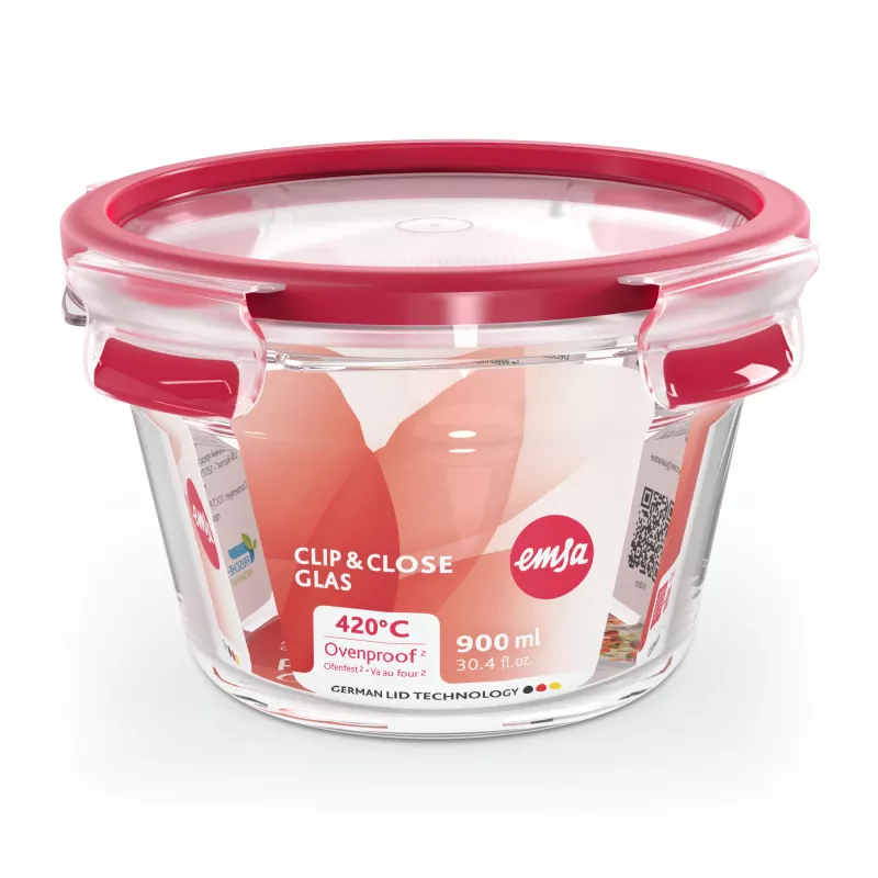 EMSA CLIP & CLOSE N10404 Contenitore rotondo 0,9 L trasparente 1 pz.