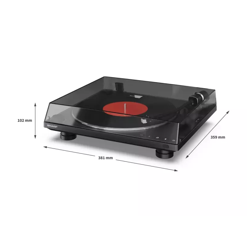 Giradischi Sharp RP-TT100 nero a trazione diretta con uscita USB per registrazione digitale
