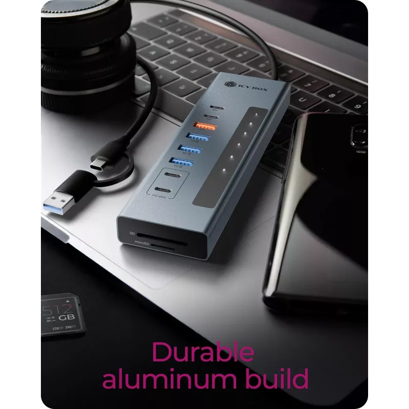 ICY BOX hub USB Type-C 11-in-1 con lettore di schede e PD