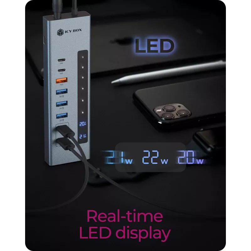 ICY BOX hub USB Type-C 11-in-1 con lettore di schede e PD