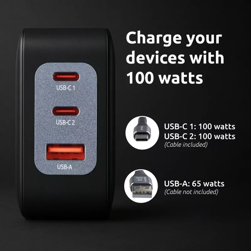 Alimentatore Intenso W100ACC+C520C 100W caricabatterie rapido GaN nero