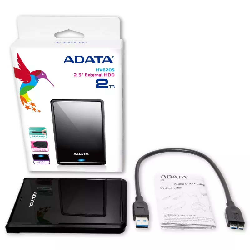 ADATA HV620S disco rigido esterno 4 TB 2,5 pollici Micro-USB B 2.0/3.2 Gen 1 (3.1 Gen 1) nero