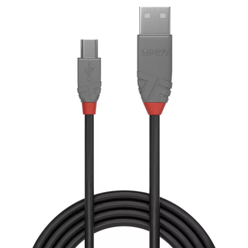 Cavo Lindy 5m USB 2.0 Type-A a Mini-B, Anthra Line