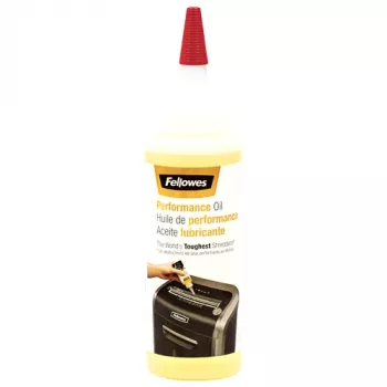 Olio lubrificante per bottiglie Fellowes Powershred (120ml), olio lubrificante, ambra, 0,12 L, 44,5 mm, 44,5 mm, 161,9 mm