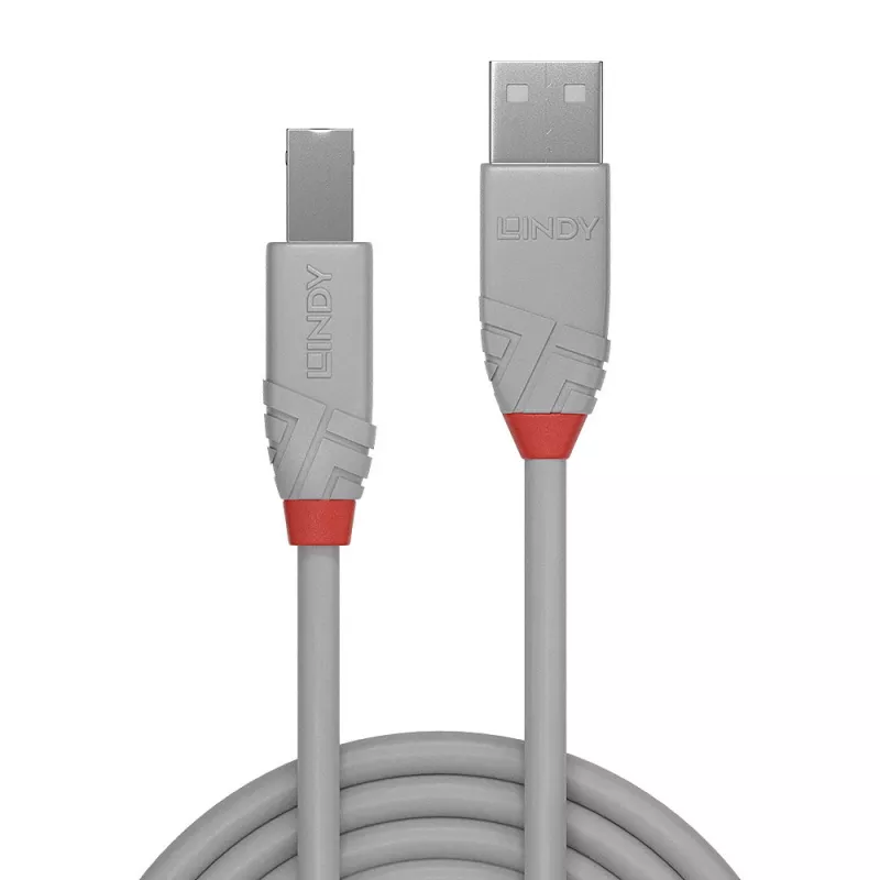 Lindy cavo USB 2.0 Type-A a B 5 m, Anthra Line, grigio