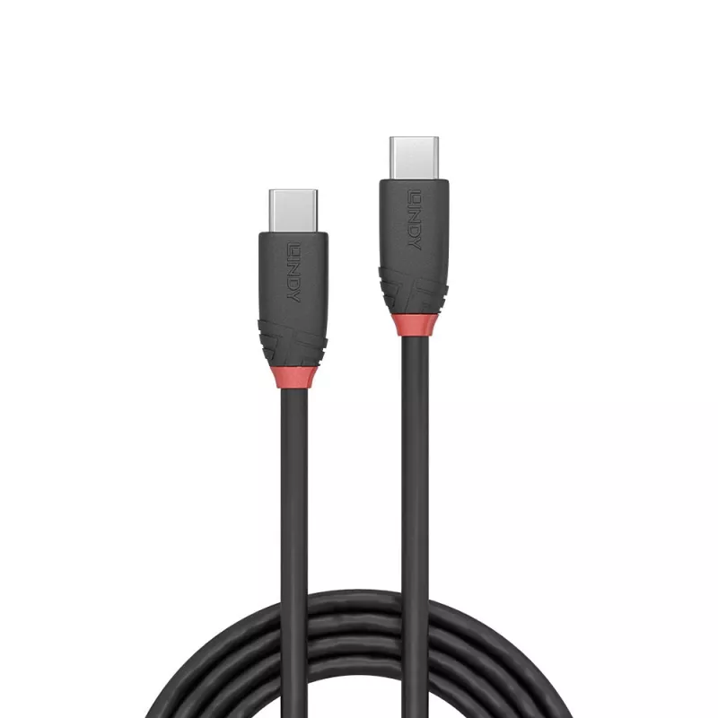 Cavo Lindy 0,5 m USB 3.2 Type-C a Type-C, 20 Gbit/s, Black Line