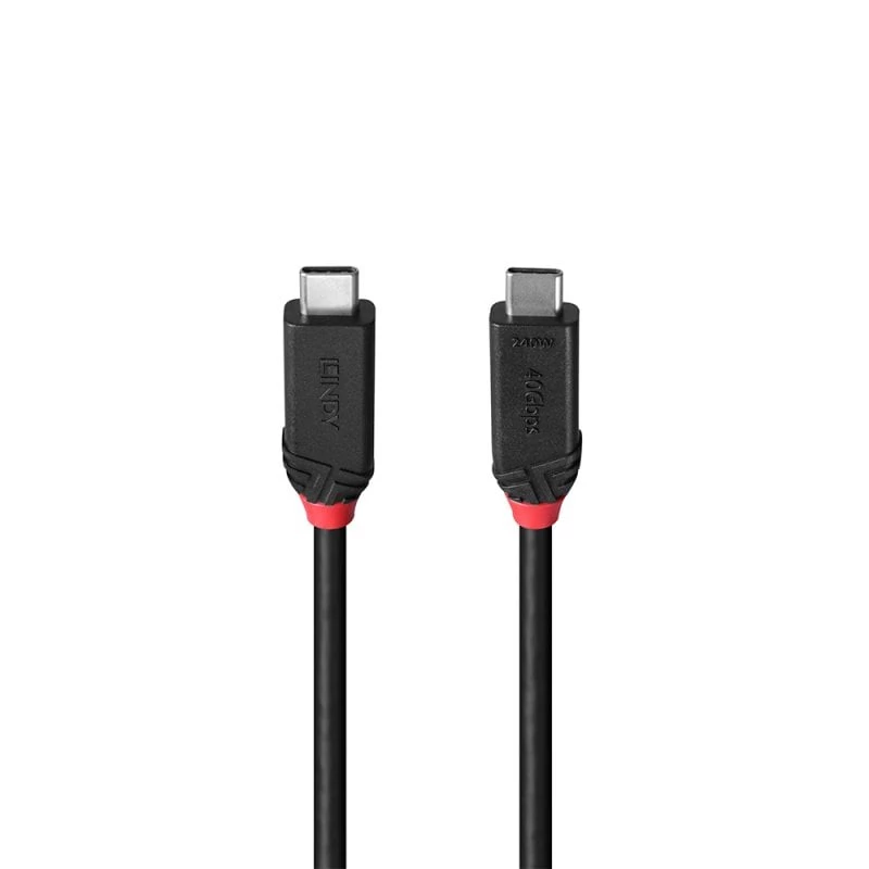 Cavo Lindy 0,5 m USB4 240W Type-C, Linea nera, 0,5 m, USB C, USB C, USB4 Gen 3x2, 40 Gbit/s, nero
