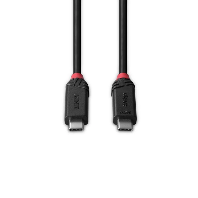 Cavo Lindy 0,5 m USB4 240W Type-C, Linea nera, 0,5 m, USB C, USB C, USB4 Gen 3x2, 40 Gbit/s, nero