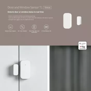 Sensore porta/finestra smart home, Aqara DW-S03D, wireless, Zigbee