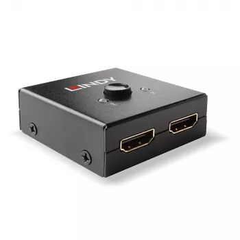 Switch Lindy 2 porte HDMI 18G bidirezionale, HDMI, metallo, nero, 60 Hz, 18 Gbit/s, 3840 x 2160 pixel