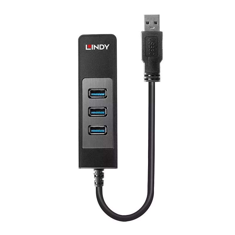 Hub USB e convertitore Gigabit Ethernet Lindy 43176