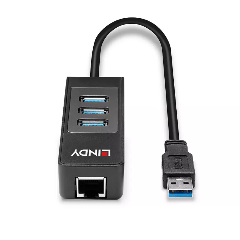 Hub USB e convertitore Gigabit Ethernet Lindy 43176