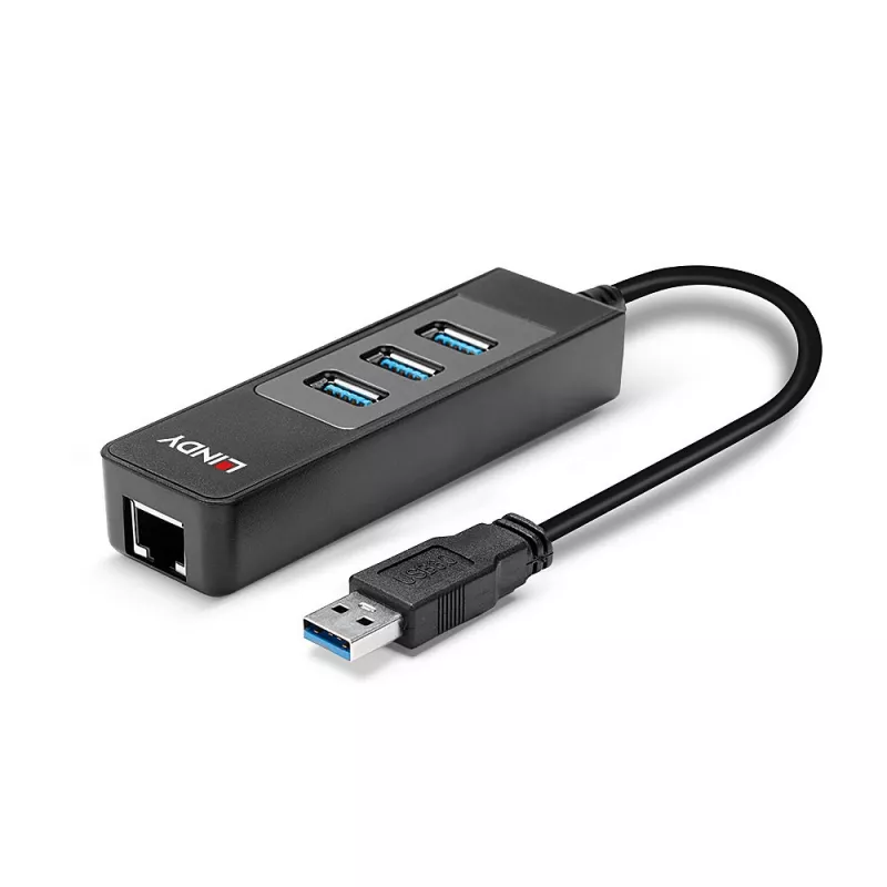 Hub USB e convertitore Gigabit Ethernet Lindy 43176