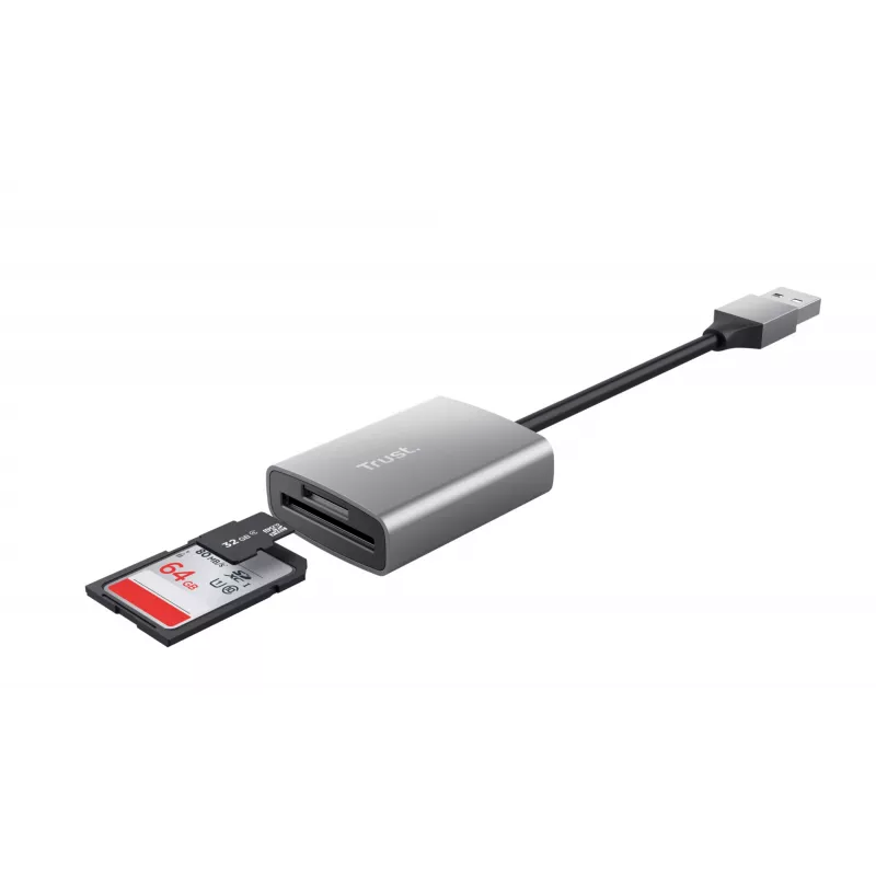 Trust Dalyx 24135 lettore di schede, USB 3.2 Gen 1, microSD/SD/SDHC/SDXC, argento