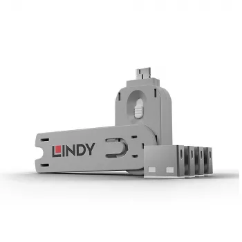 Blocco porte Lindy USB Port Blocker confezione da 4 codice colore bianco