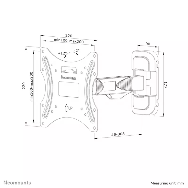 Neomounts WL40-540BL12 supporto TV da parete 32-55 pollici - full-motion - montaggio semplice