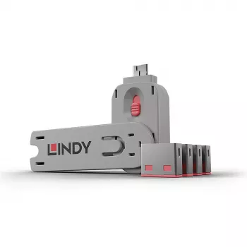 Blocco porte Lindy USB Port Blocker confezione da 4 codice colore rosa