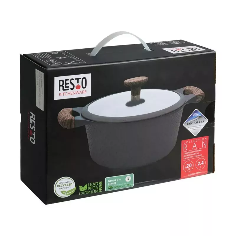 Casseruola Resto Kitchenware Ran 2,4 l, rotonda, nera, con legno