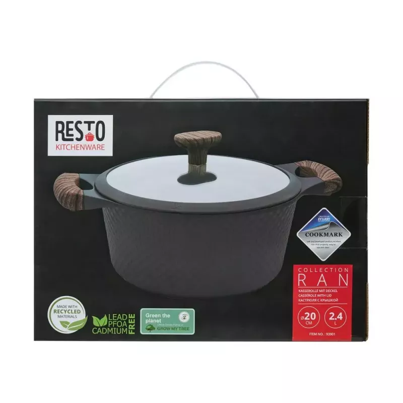 Casseruola Resto Kitchenware Ran 2,4 l, rotonda, nera, con legno