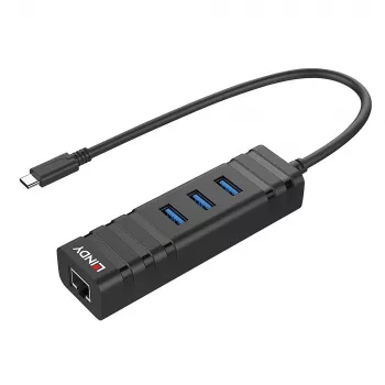 Hub USB Lindy USB 3.2 Type-C hub e convertitore Gigabit Ethernet