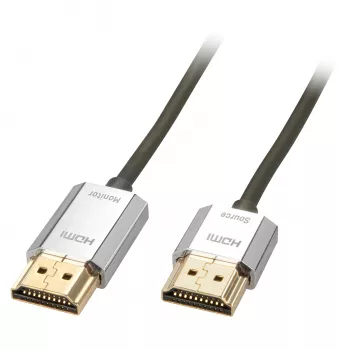 Cavo Lindy 3m CROMO slim High Speed HDMI con Ethernet, 3 m, HDMI Type-A (standard), HDMI Type-A (standard), 3D, 10,2 Gbit/s, grigio
