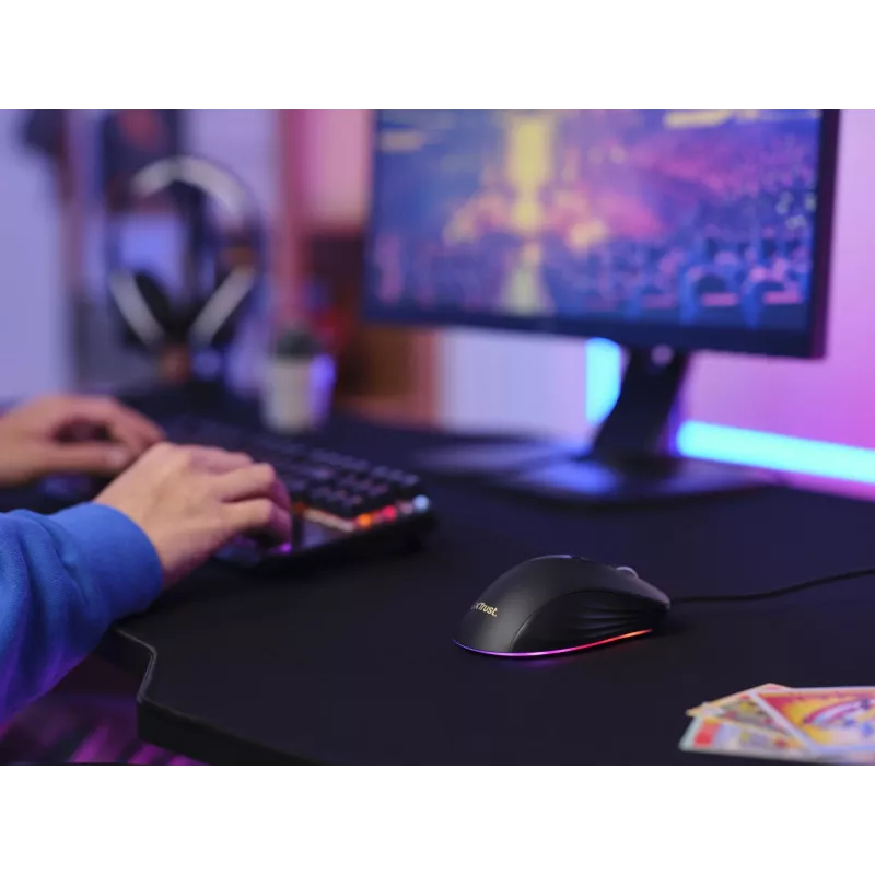 Mouse gaming Trust GXT924 YBAR+ destrorso USB Type-A ottico 25600 DPI
