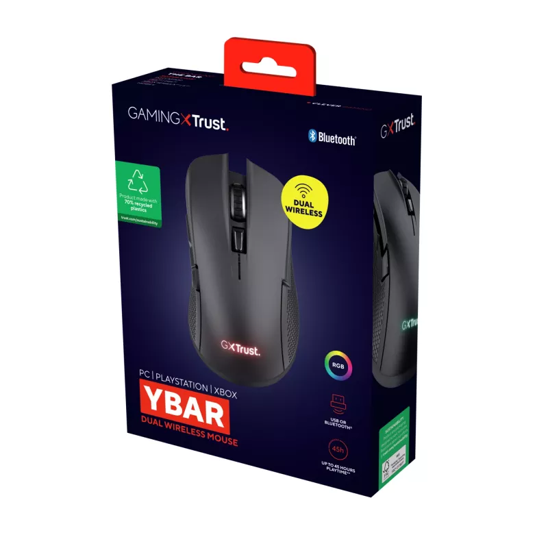 Mouse gaming Trust GXT 931 Ybar destrorso Bluetooth laser 7200 DPI