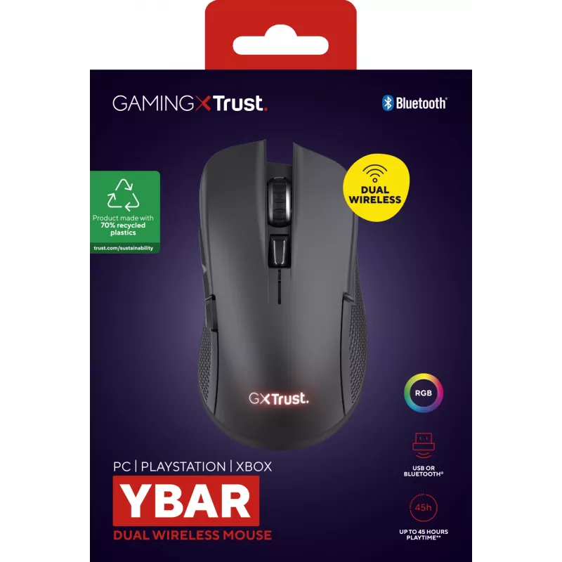Mouse gaming Trust GXT 931 Ybar destrorso Bluetooth laser 7200 DPI