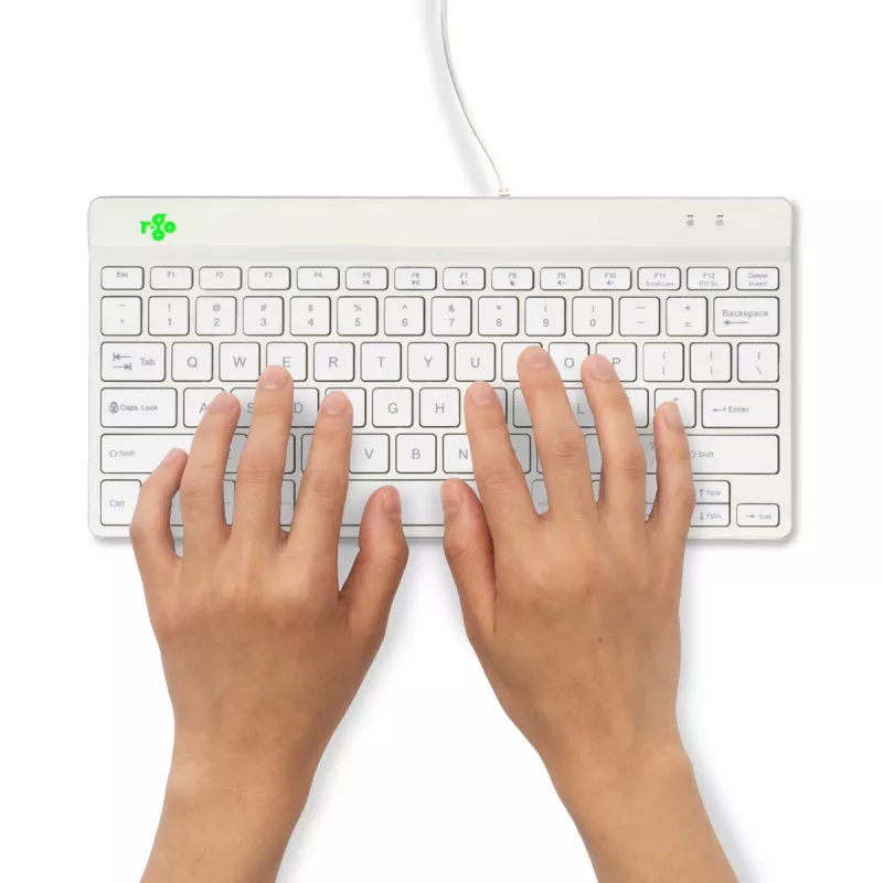 Tastiera ergonomica R-Go Tools R-Go Compact Break, tastiera compatta con software per pause, QWERTY (US), con filo, bianco